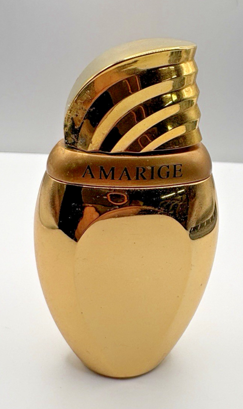 Vintage 1990s Shiny Yellow Gold Tone Givenchy Designer Amarige Perfume Scent